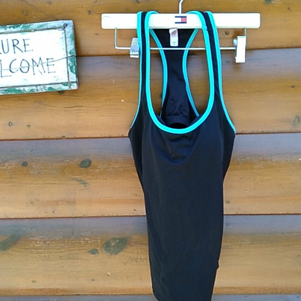 Victoria Secret Sports Athletic Black/Aqu Tank Top - Picture 3 of 10